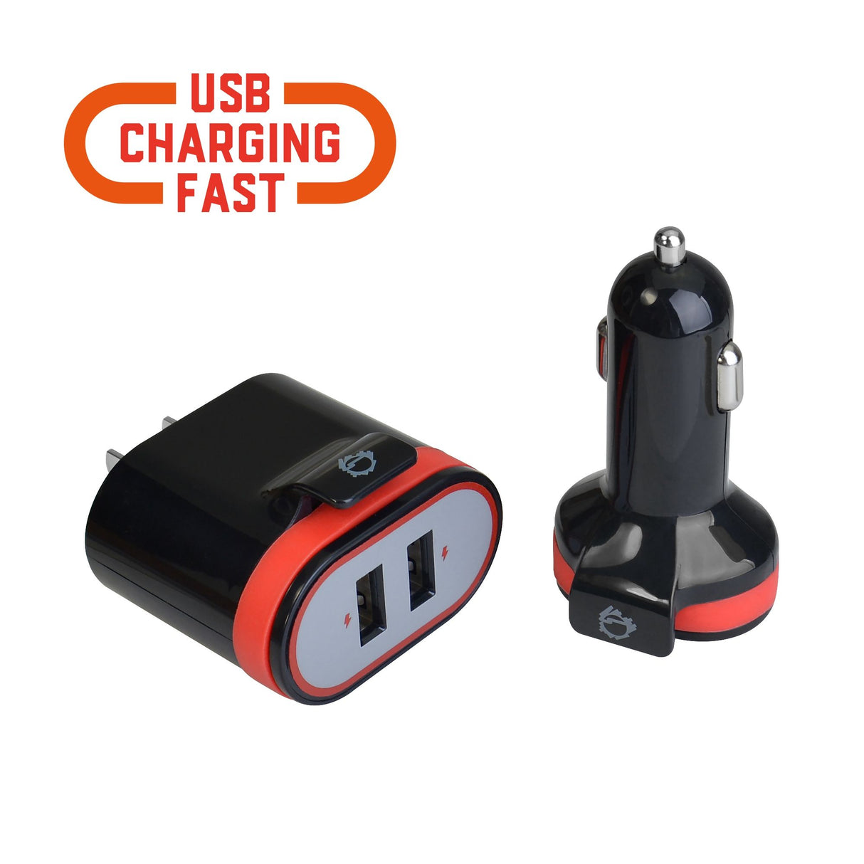 Fast Charging USB Wall Charger & Car Charger Bundle Pack – Black