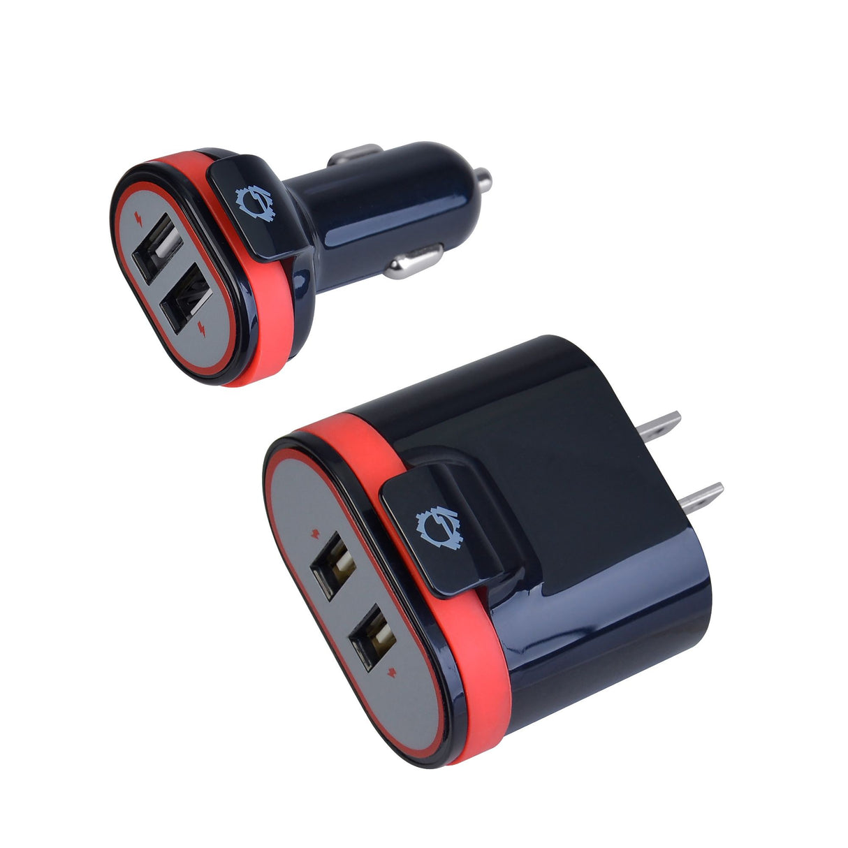 Fast Charging USB Wall Charger & Car Charger Bundle Pack – Black