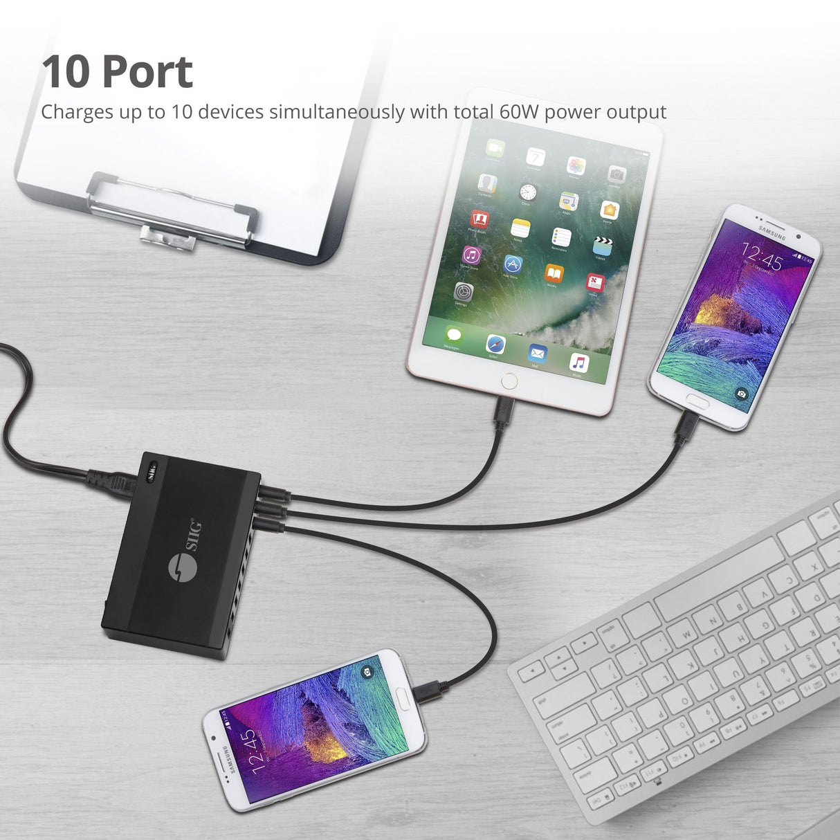60W 10-Port USB Charger