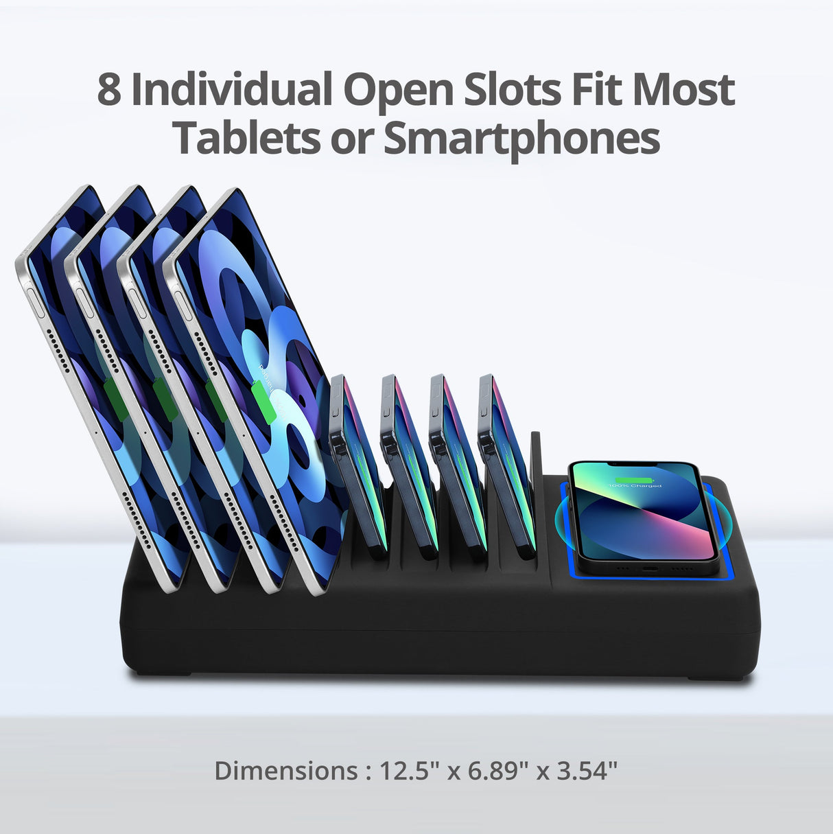 10-port USB-A/C & Wireless Charging Station with Ambient Light Deck - 150W - 6A4C