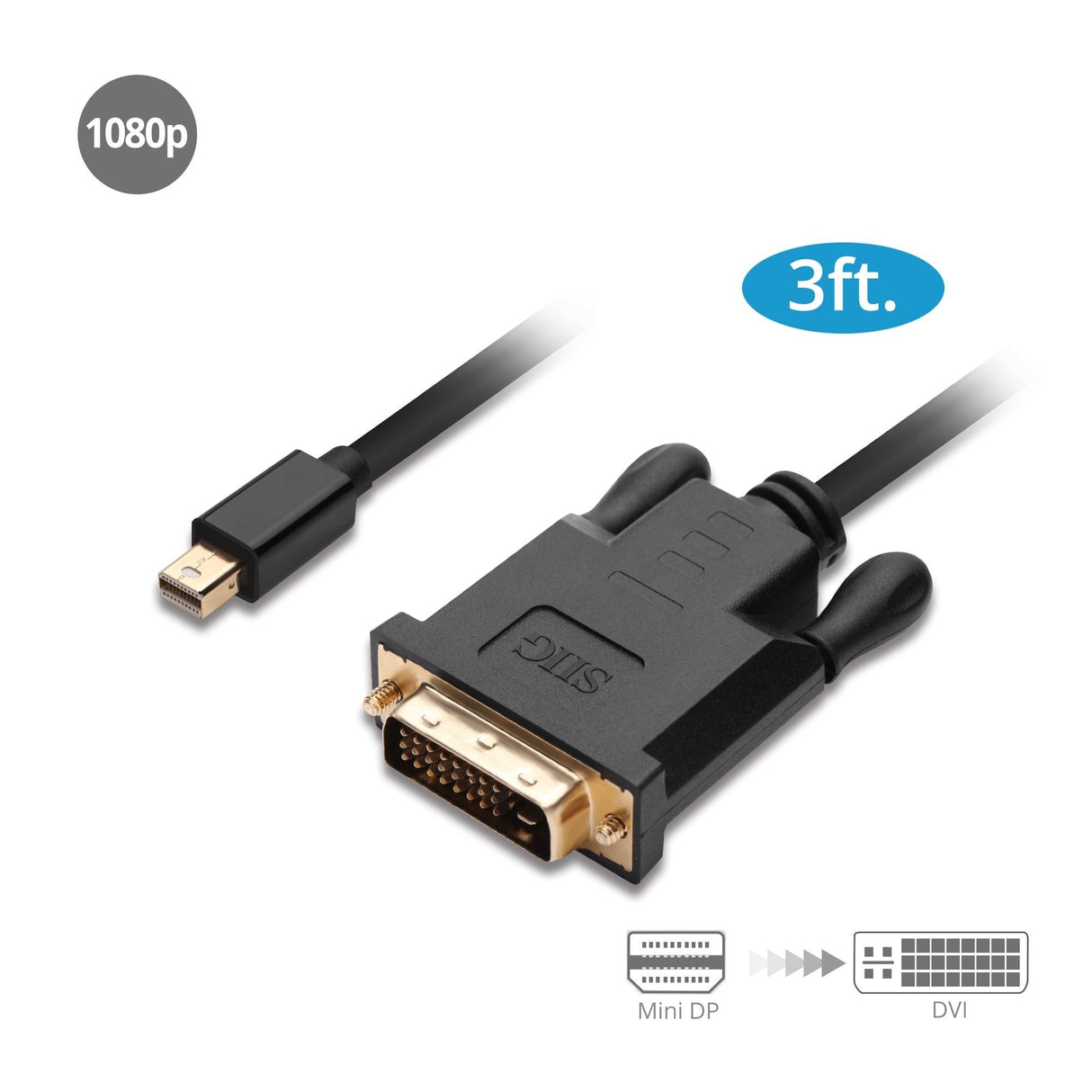 Mini DisplayPort to DVI 3ft Cable