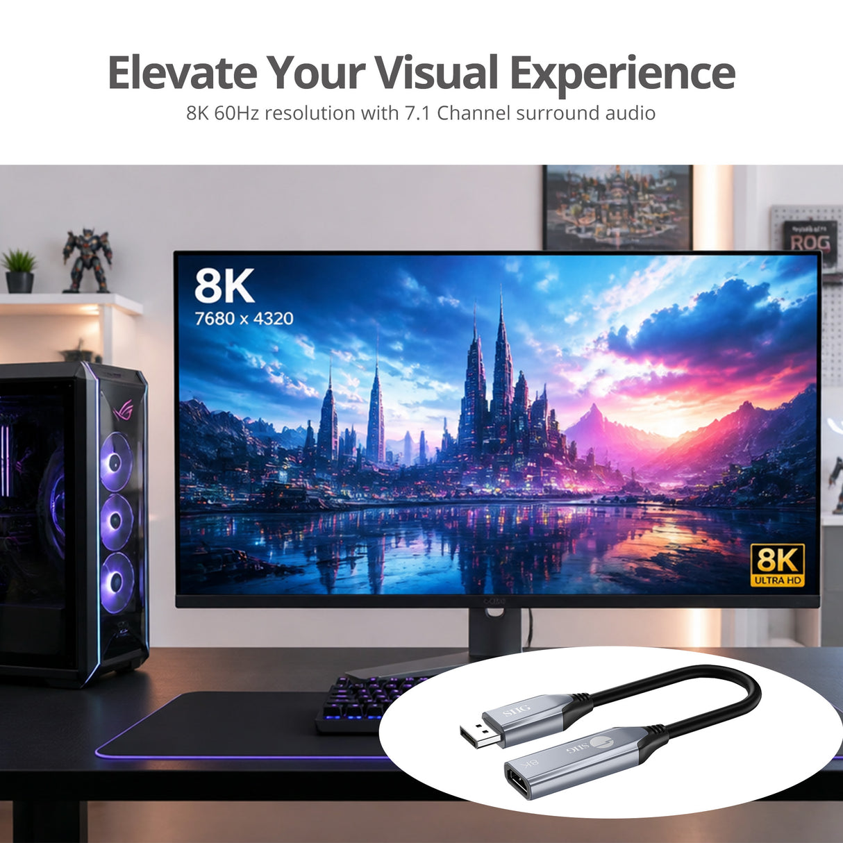 SIIG DisplayPort 1.4 to HDMI Adapter - 8K - DP to HDMI Display Converter, 4K144Hz/120Hz, 32.4Gbps, HDCP 2.2/1.4, HDR 10