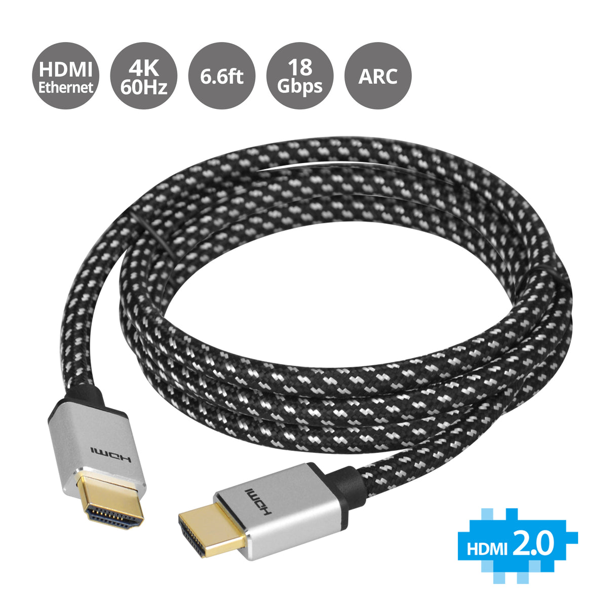 Woven Braided High Speed HDMI Cable 2m - UHD 4Kx2K