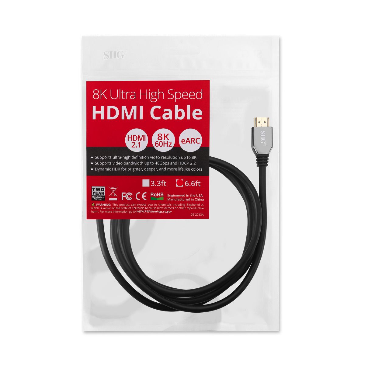 8K Ultra High Speed HDMI Cable - 6.6ft (2M) - 48Gbps - 8K 60Hz/4K 120Hz - HDR10+ - eARC - Dynamic HDR - HDCP 2.3- Ultra HD 8K HDMI Cable - Zinc alloy