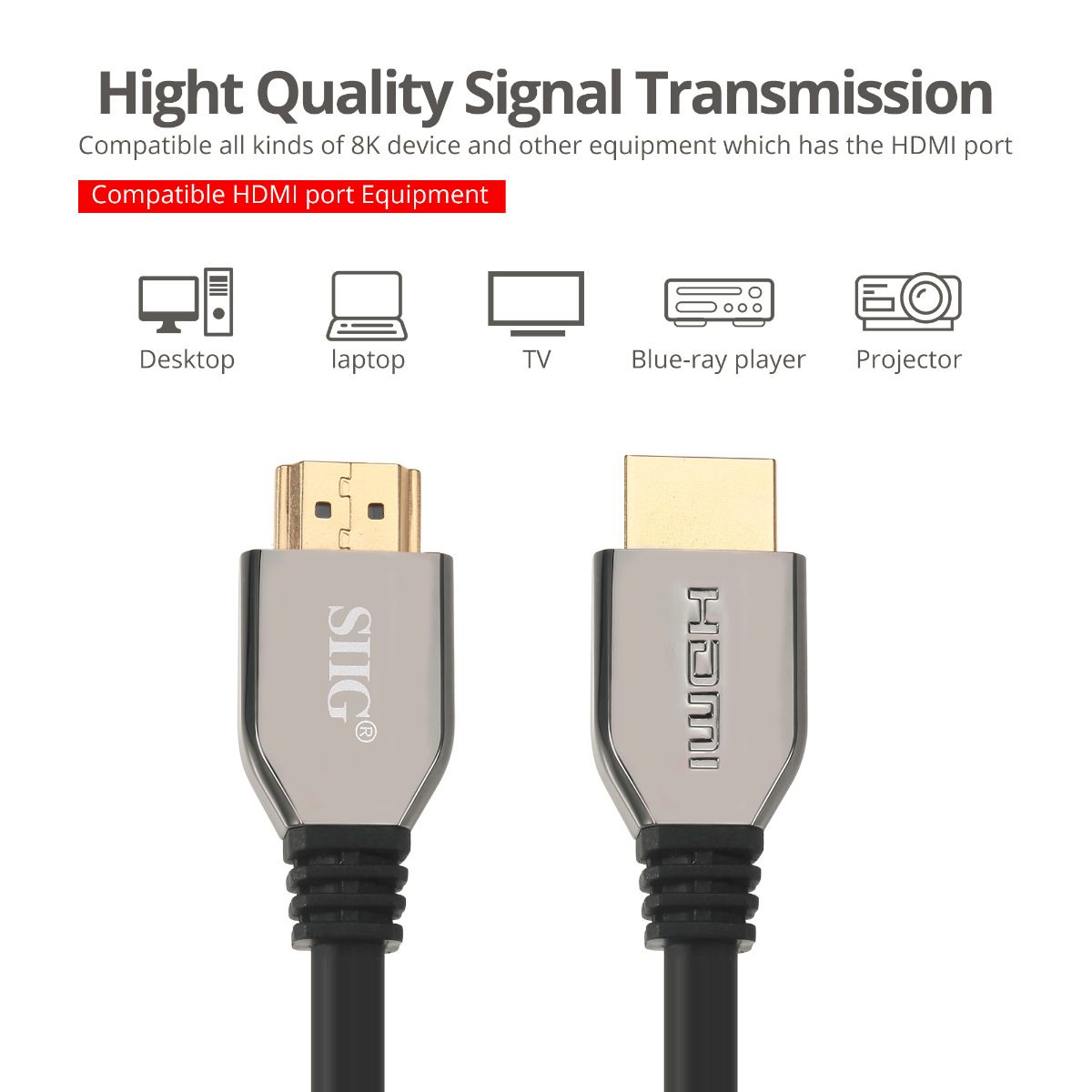 8K Ultra High Speed HDMI Cable - 10ft (3M) - 48Gbps - 8K 60Hz/4K 120Hz - HDR10+ - eARC - Dynamic HDR - HDCP 2.3- Ultra HD 8K HDMI Cable - Zinc alloy