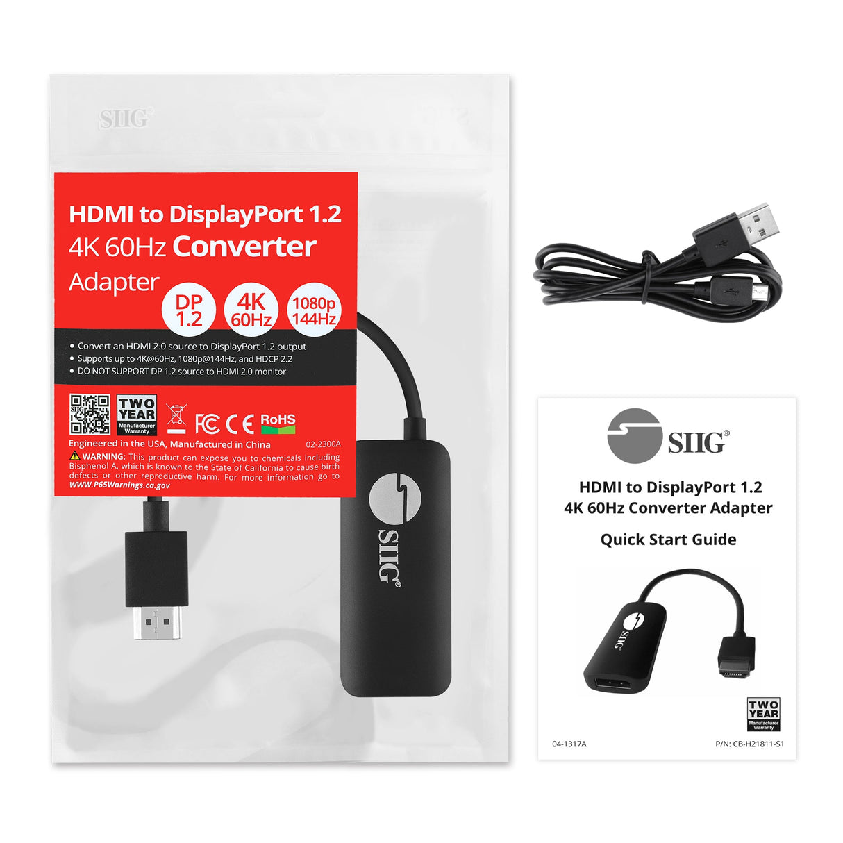 HDMI to DisplayPort 1.2 4K 60Hz Converter Adapter