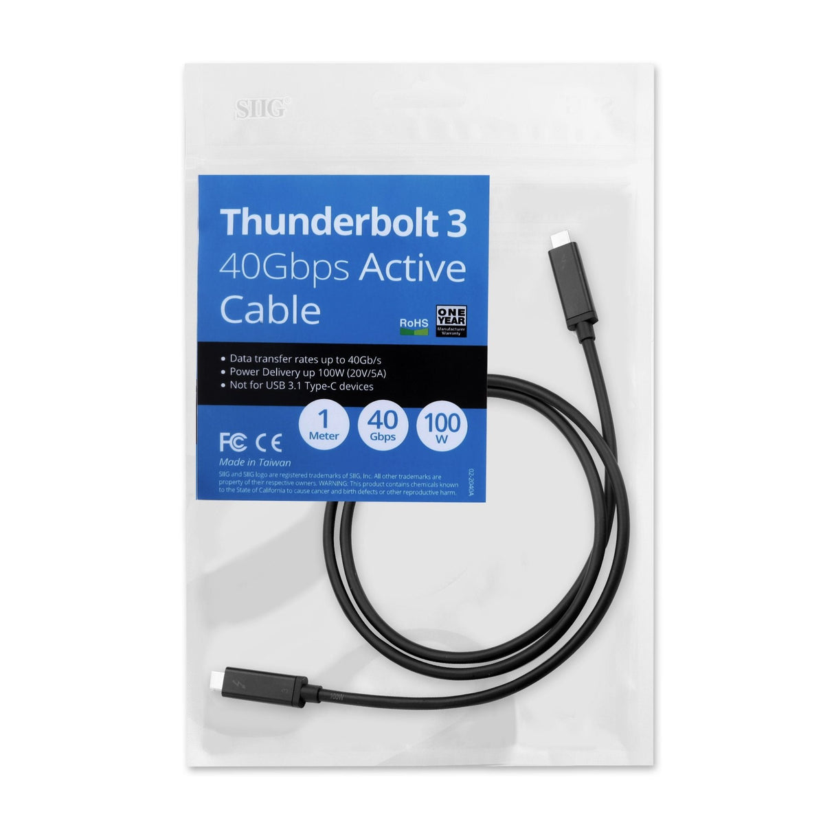 Thunderbolt 3 40Gbps Active Cable - 1M