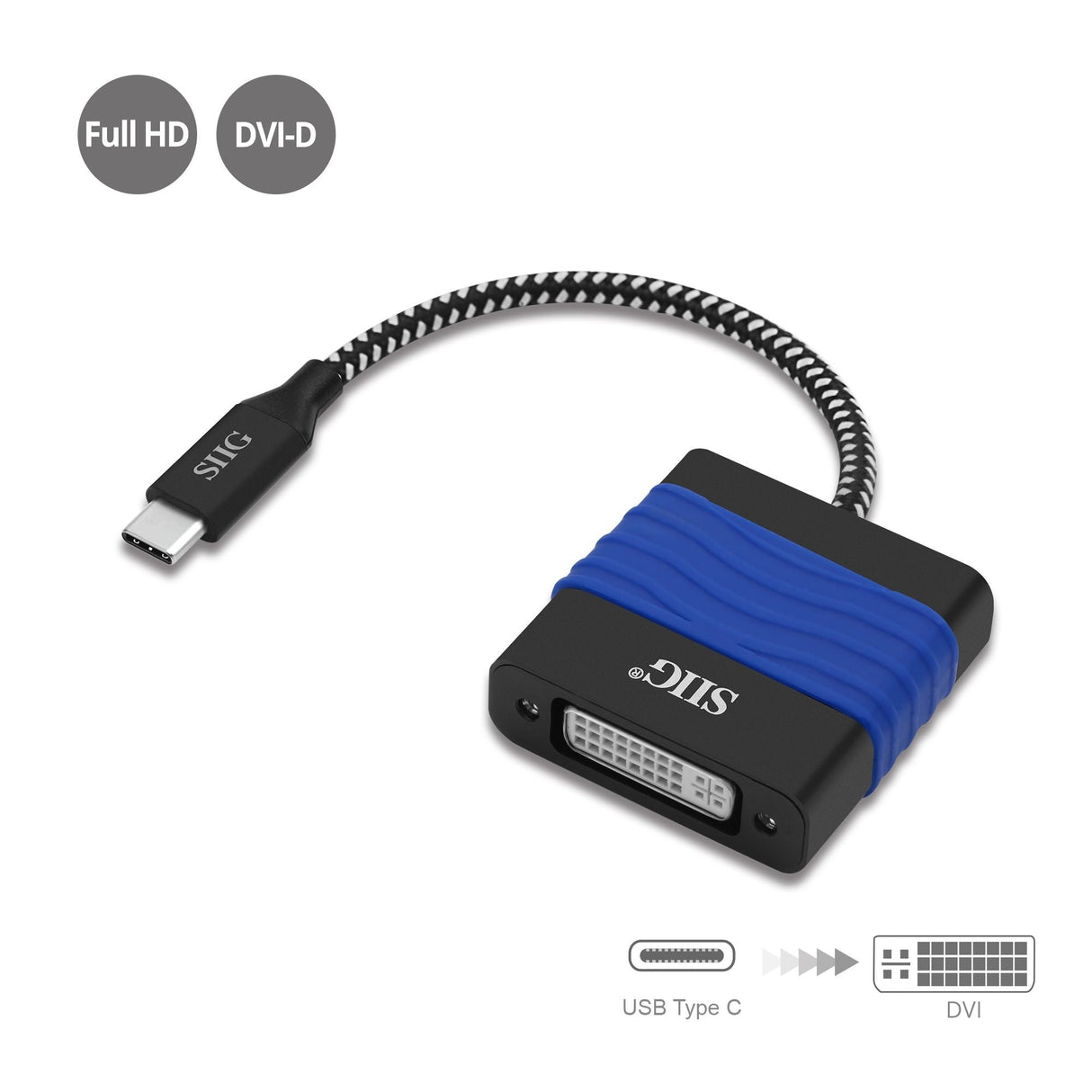 USB Type-C to DVI Video Cable Adapter