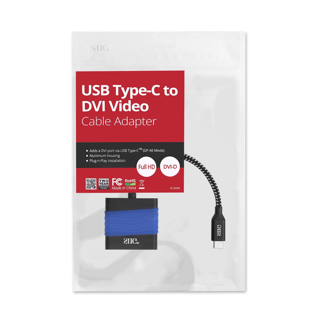 USB Type-C to DVI Video Cable Adapter
