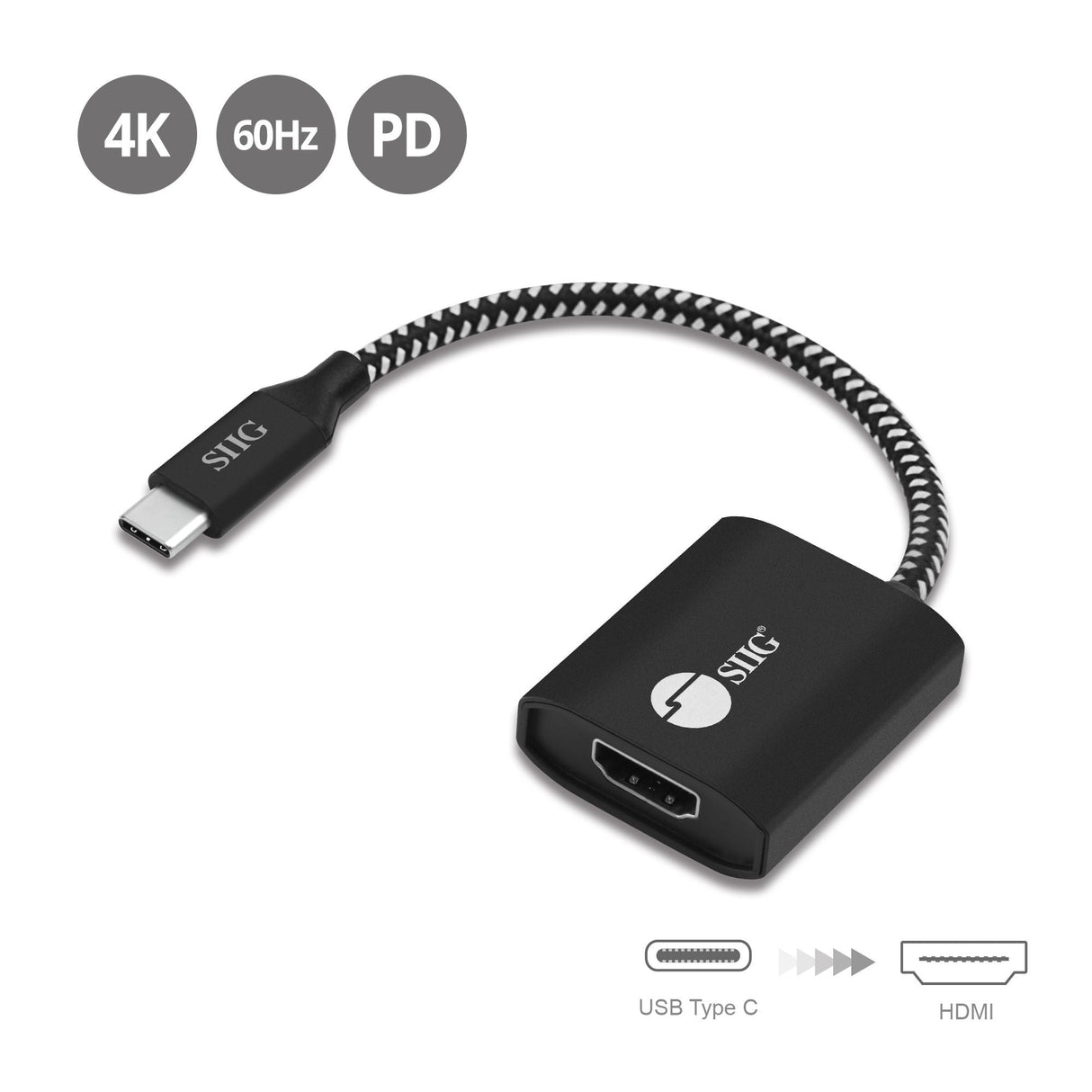 USB Type-C to HDMI Video Cable Adapter with PD Charging