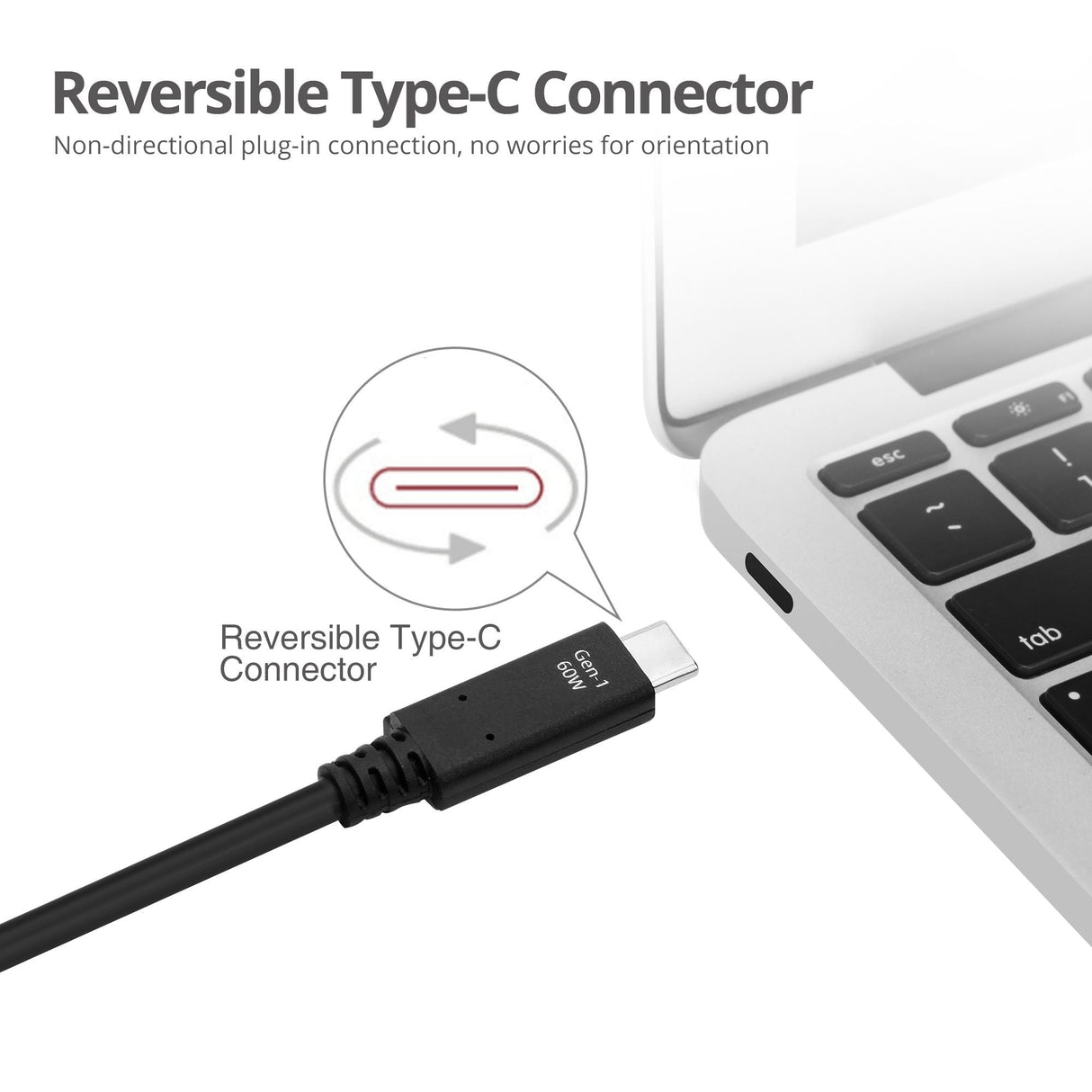 USB 3.1 Type-C Gen 1 Cable 60W - 1M