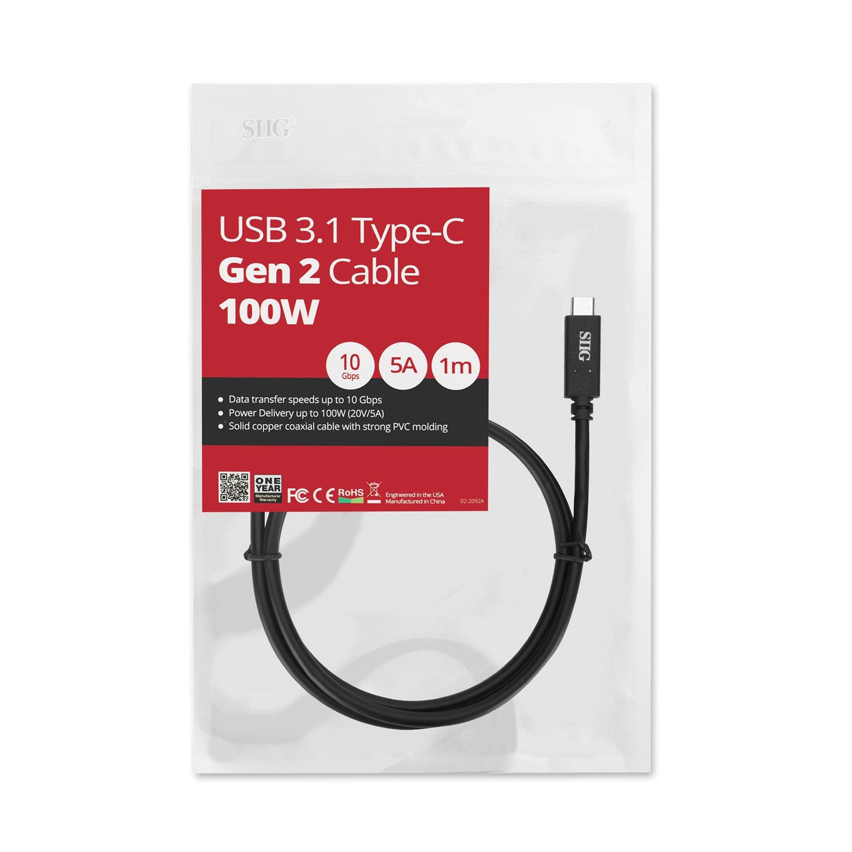 USB 3.1 Type-C Gen 2 Cable 100W - 1M