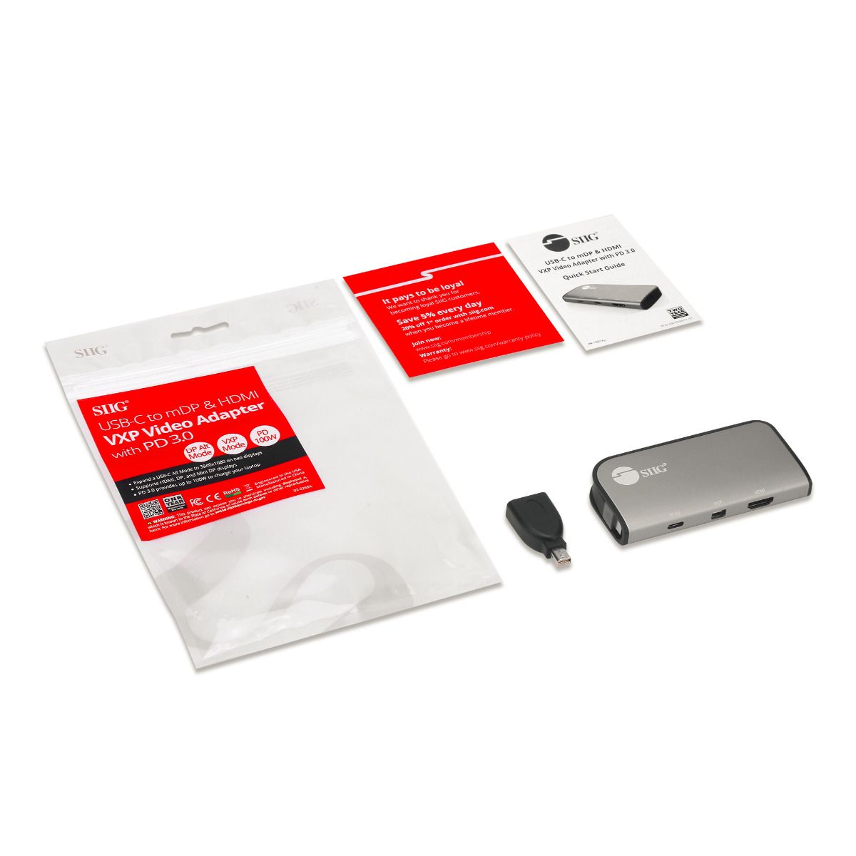 USB-C to mDP & HDMI VXP Video Adapter with PD 3.0