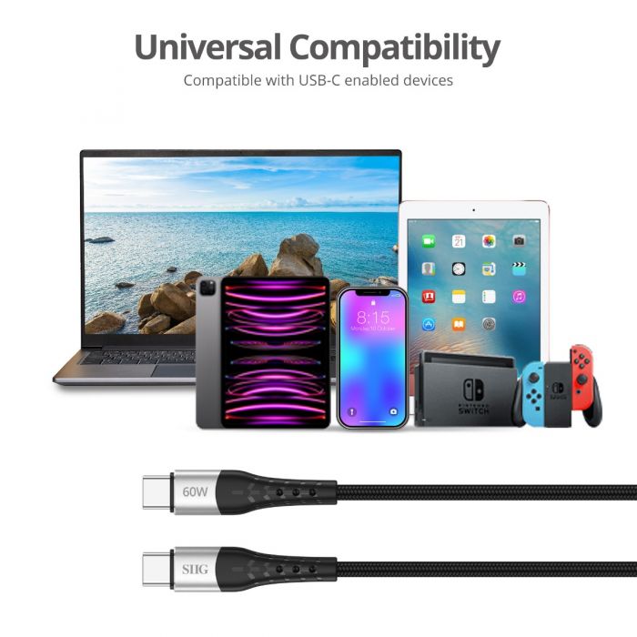 USB-C to USB-C 60W Charging and Sync Cable - 6ft