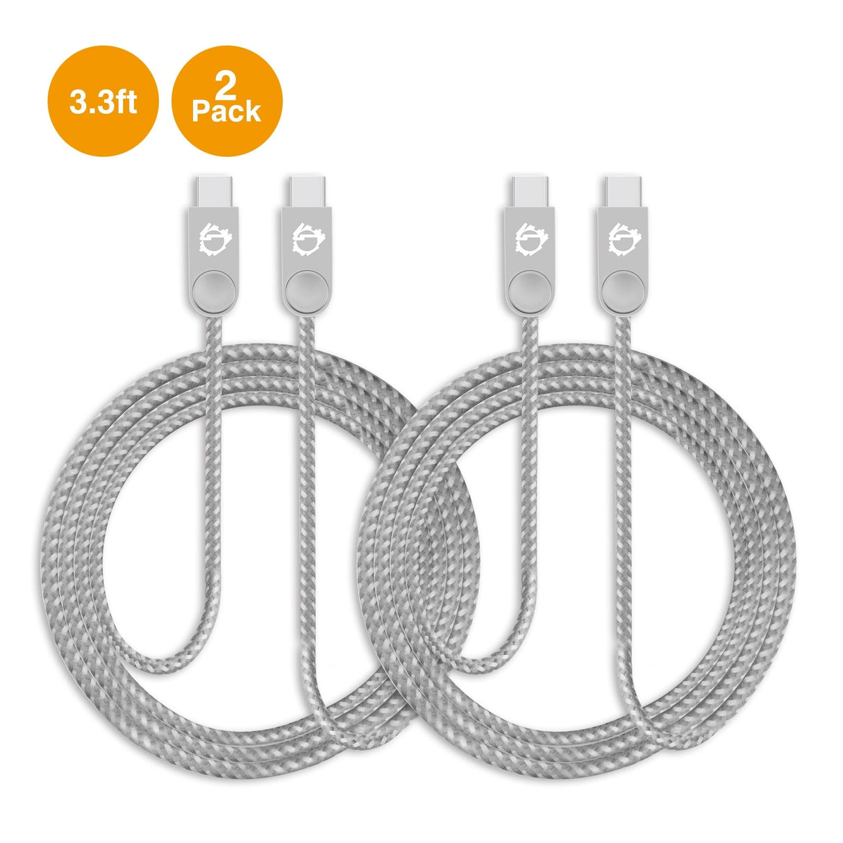 Zinc Alloy USB-C to USB-C Charging & Sync Braided Cable - 3.3ft, 2-Pack