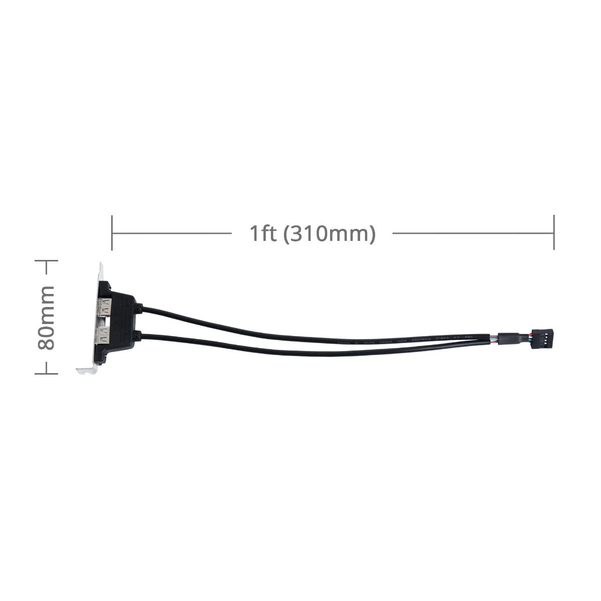 2-Port USB 2.0 Low Profile Extension Bracket