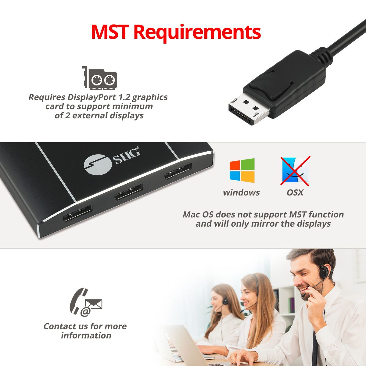 8K 1x3 DisplayPort 1.4 to DisplayPort MST Hub Splitter