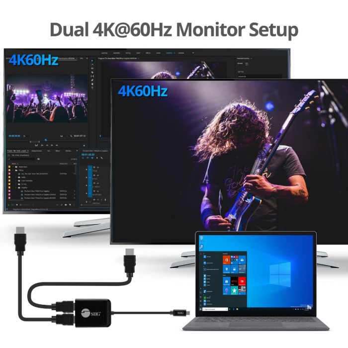 1x2 USB-C to HDMI 4K60 MST Hub Splitter