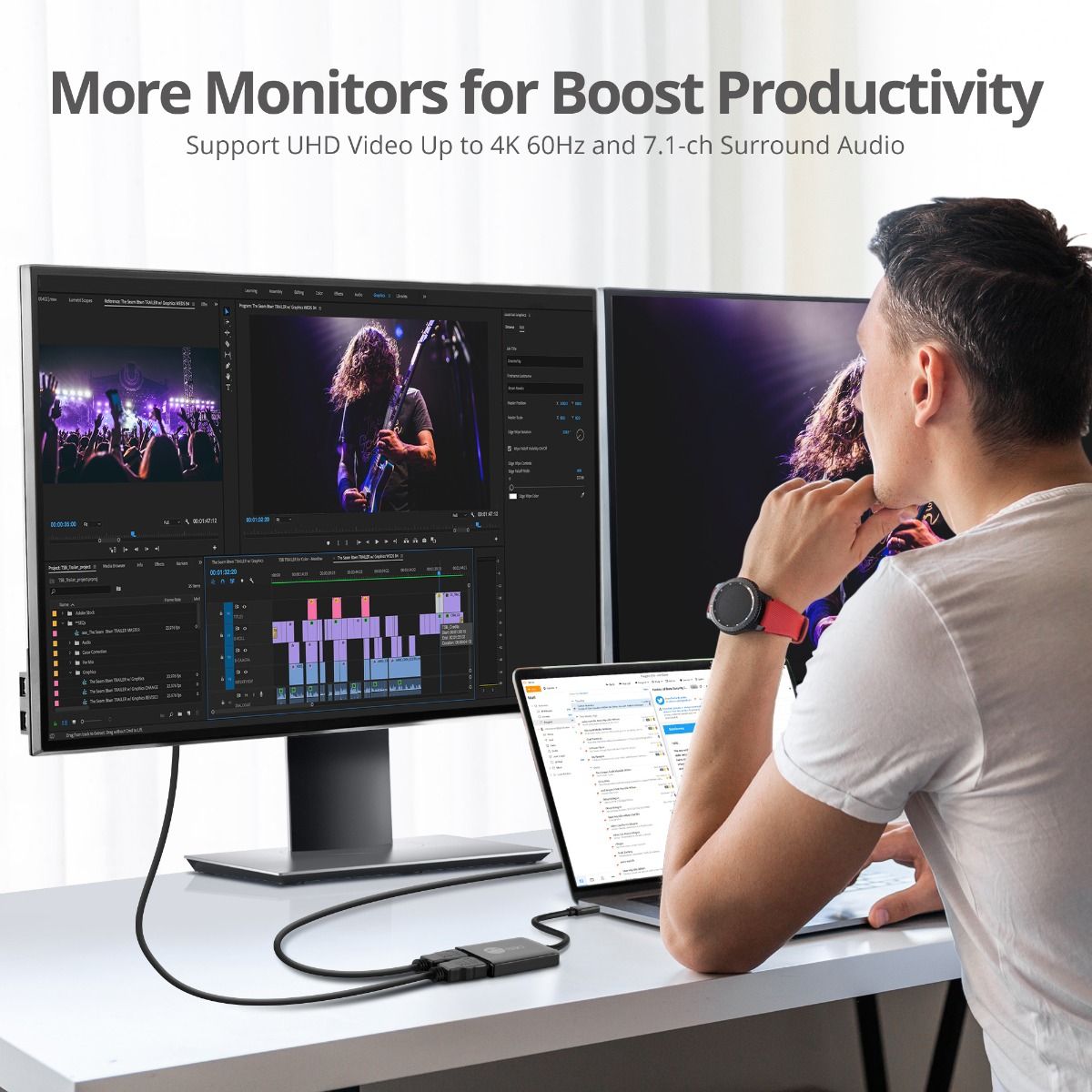 1x2 USB-C to HDMI 4K60 MST Hub Splitter