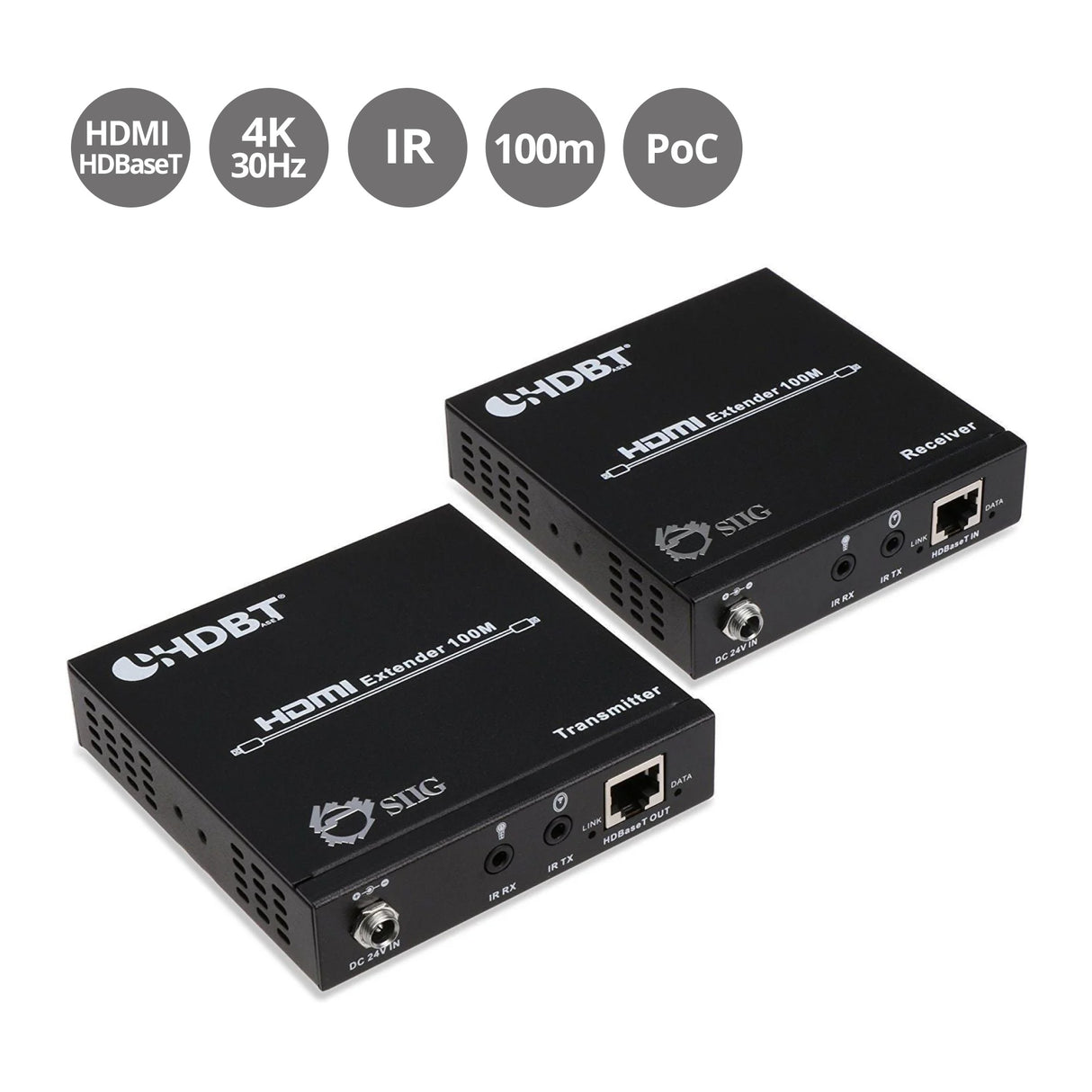 HDMI HDBaseT Extender with IR/RS-232 Control and PoC - 100m, 3D, Power over Cable, 4Kx2K