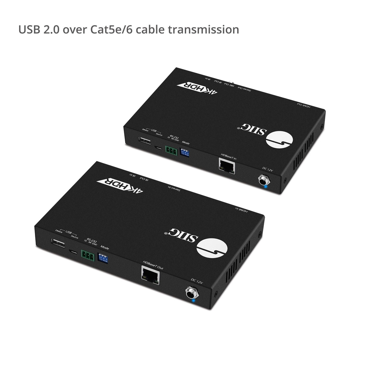 4K HDR HDMI & USB 2.0 Extender Over HDBaseT with RS-232 & IR