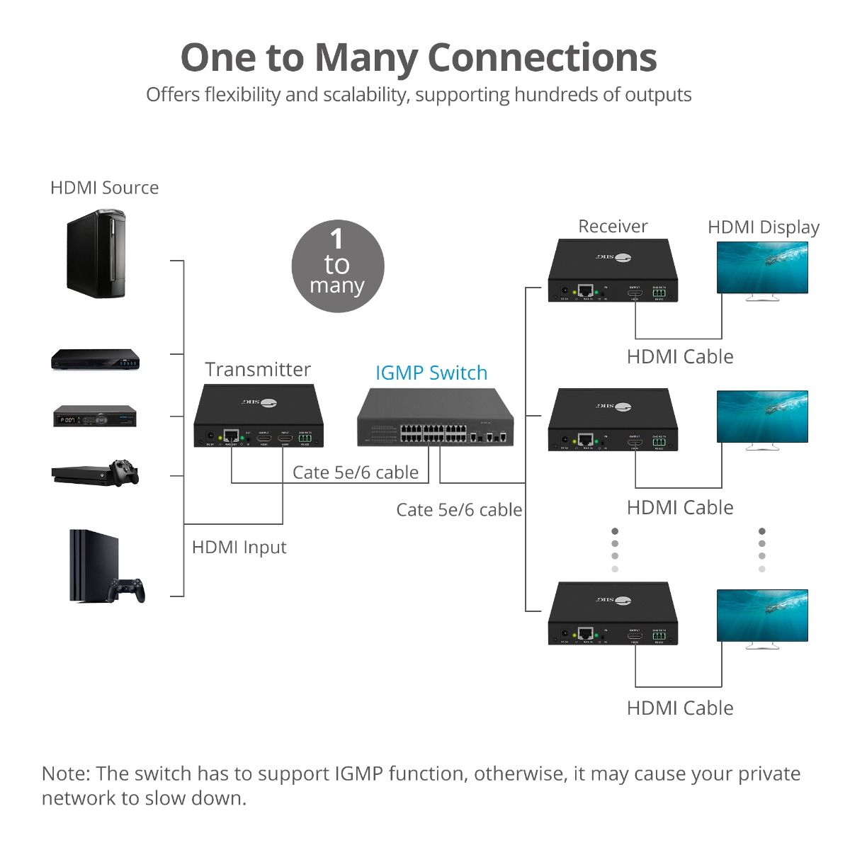 HDMI Over IP Extender with IR - Decoder (RX)