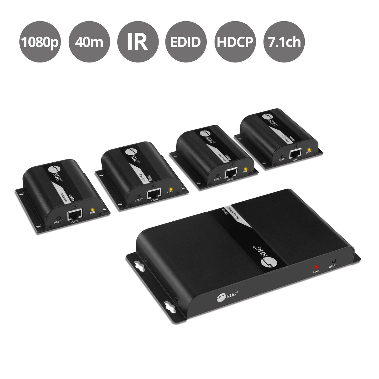4-Port HDMI Splitter over Cat6 Extender with IR - 40m