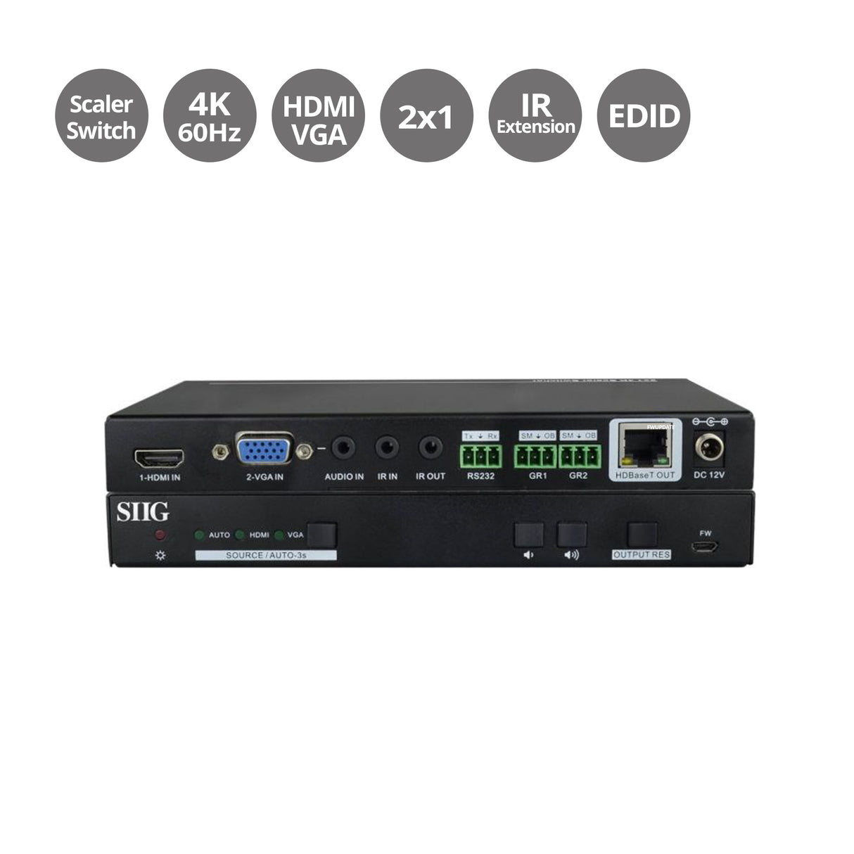 HDMI/VGA 2x1 HDBaseT 4K Scaler Switcher