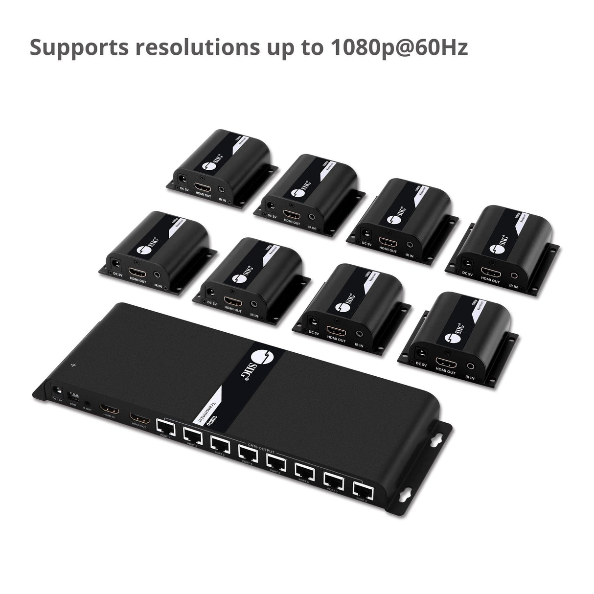 8-Port HDMI Splitter Over Cat6 Extender with IR - 40M
