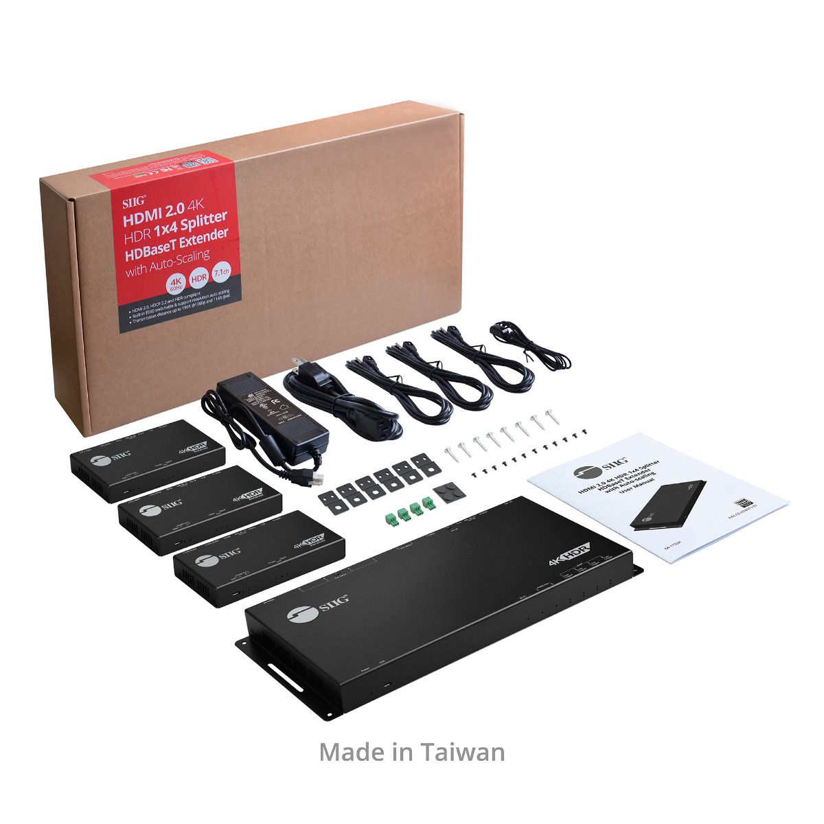 HDMI 4K HDR 1x4 Splitter HDBaseT Extender with Auto-scaling