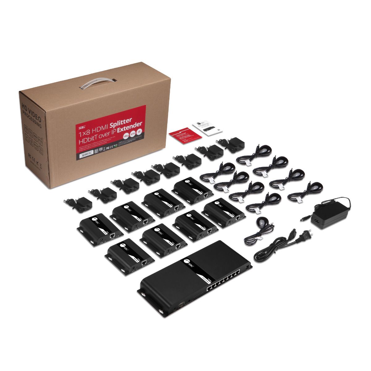 1x8 HDMI Splitter HDbitT over IP Extender - 120m