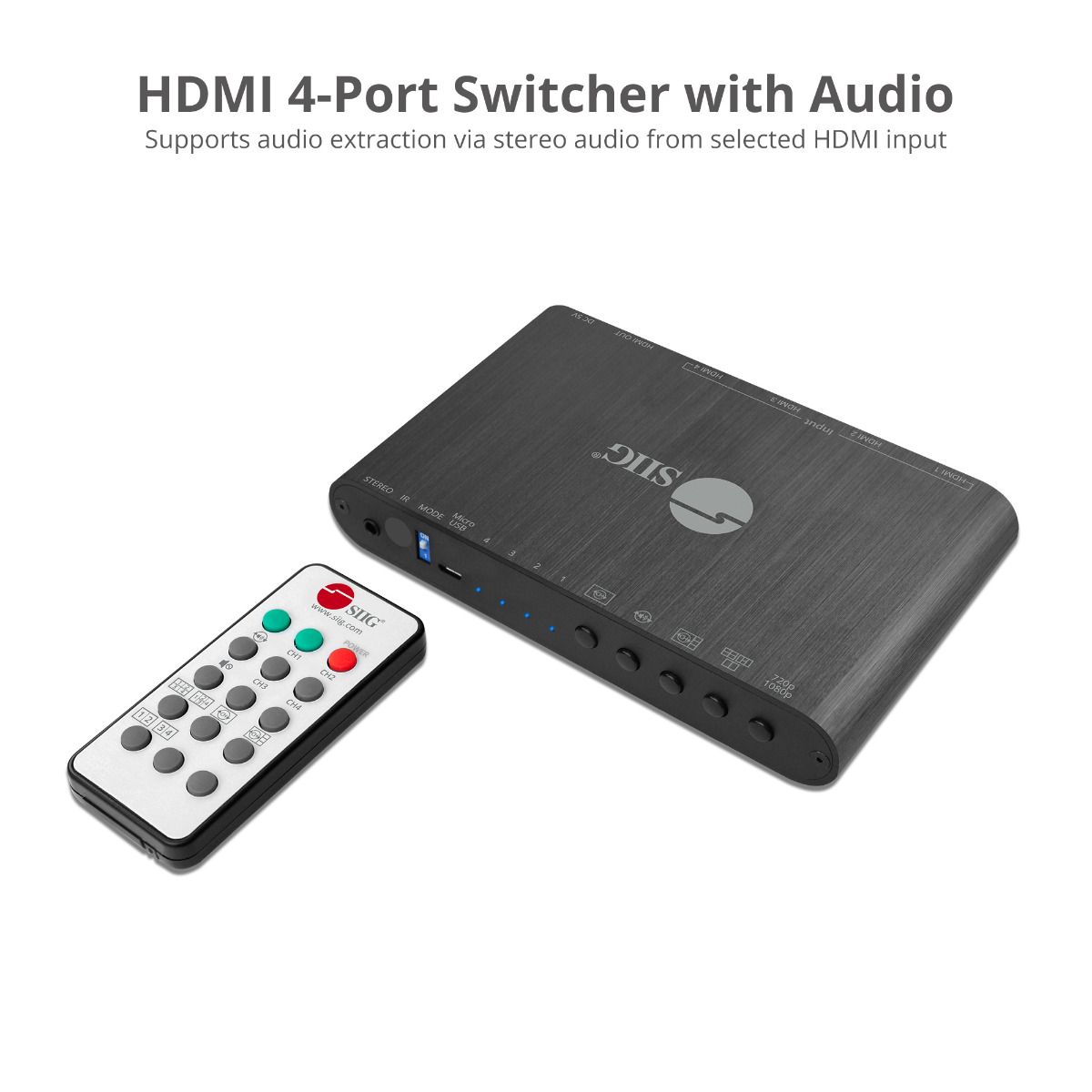 4x1 HDMI Seamless Quad-Split Multi-Viewer Switcher