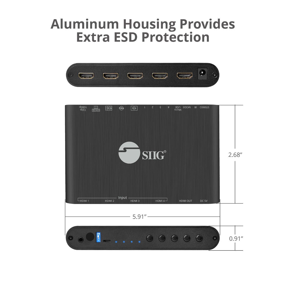 4x1 HDMI Seamless Quad-Split Multi-Viewer Switcher