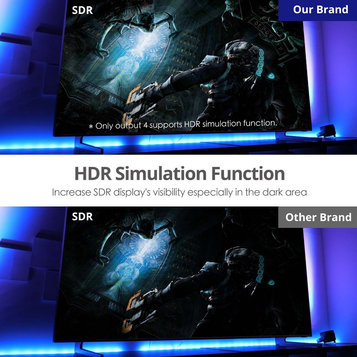1x4 Splitter with Built-in & User Adjustable EDID Management, Audio Extractor and HDR to SDR Conversion