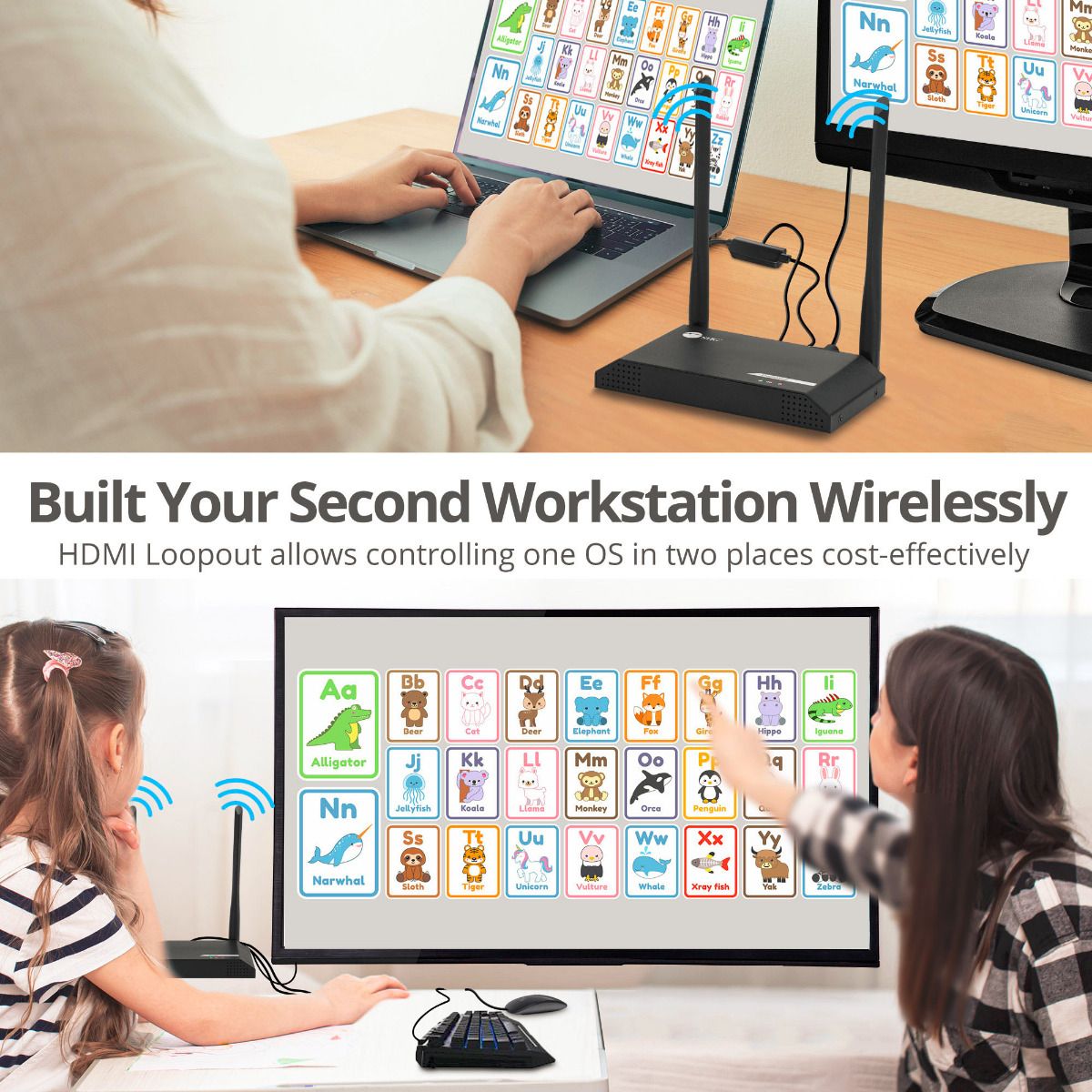 Full HD Wireless HDMI KVM Extender with Loop out