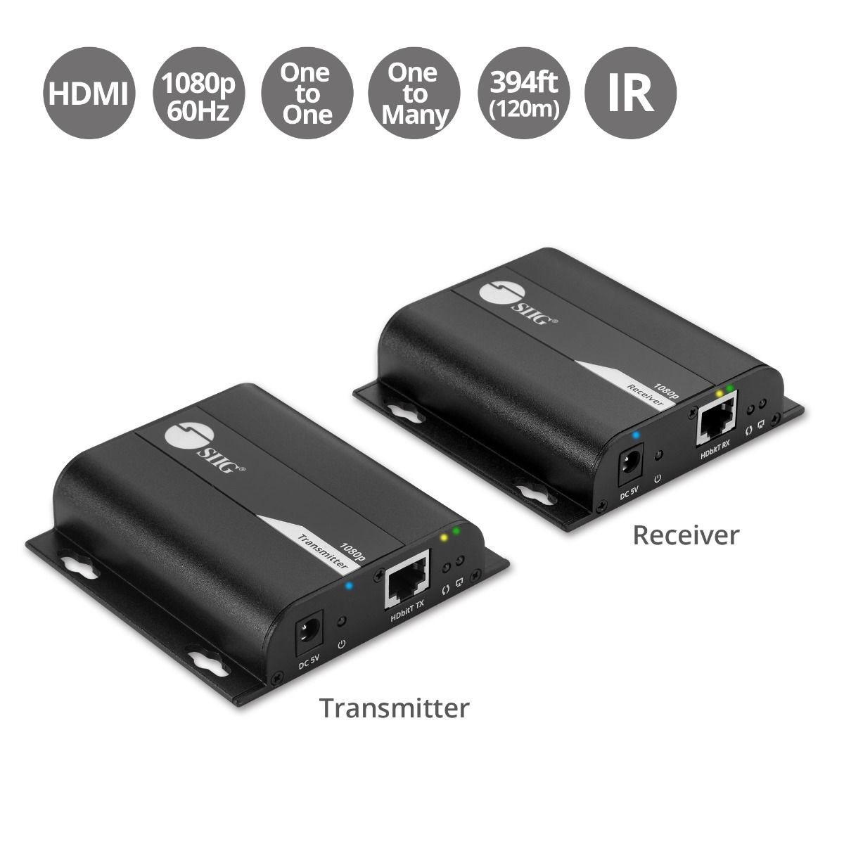 HDMI HDbitT Over IP Extender with IR - 120m - One to One / One to Many - Reset key