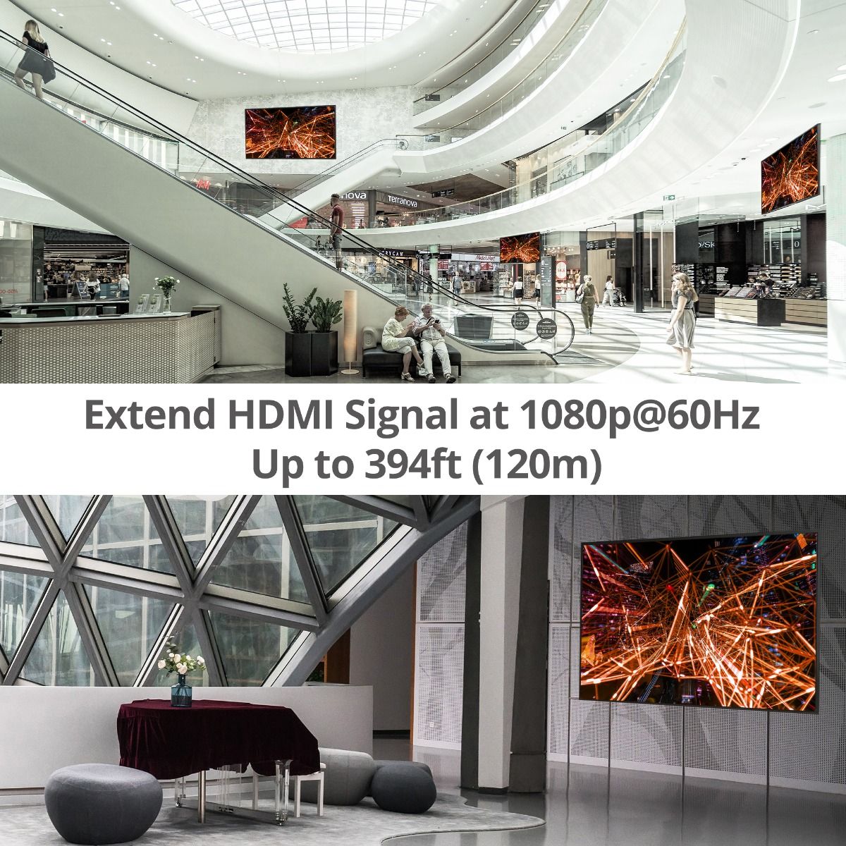 HDMI HDbitT Over IP Extender with IR - 120m - One to One / One to Many - Reset key