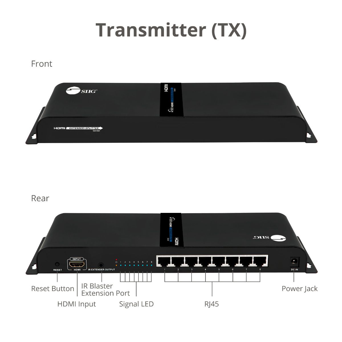 1x8 HDMI Splitter, Over IP Extender Kit, 1080p 60Hz, 120m