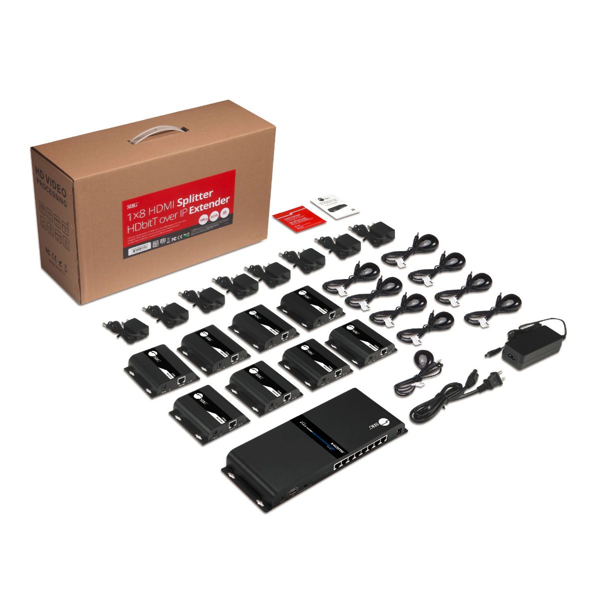 1x8 HDMI Splitter, Over IP Extender Kit, 1080p 60Hz, 120m