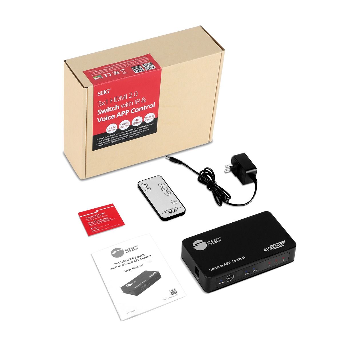 3x1 HDMI Switch with IR & Voice APP Control