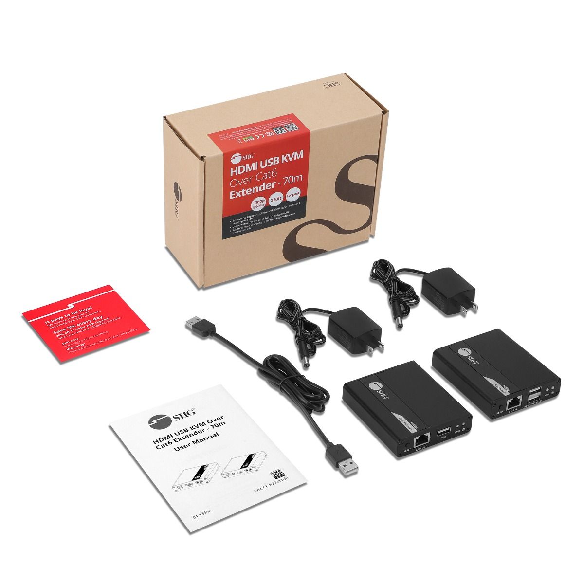 HDMI USB KVM Over Cat6 Extender - 70m
