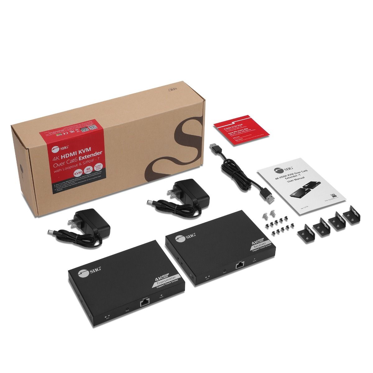4K 60Hz HDR HDMI KVM Over Cat6 Extender with S/PDIF & Touch Screen Support