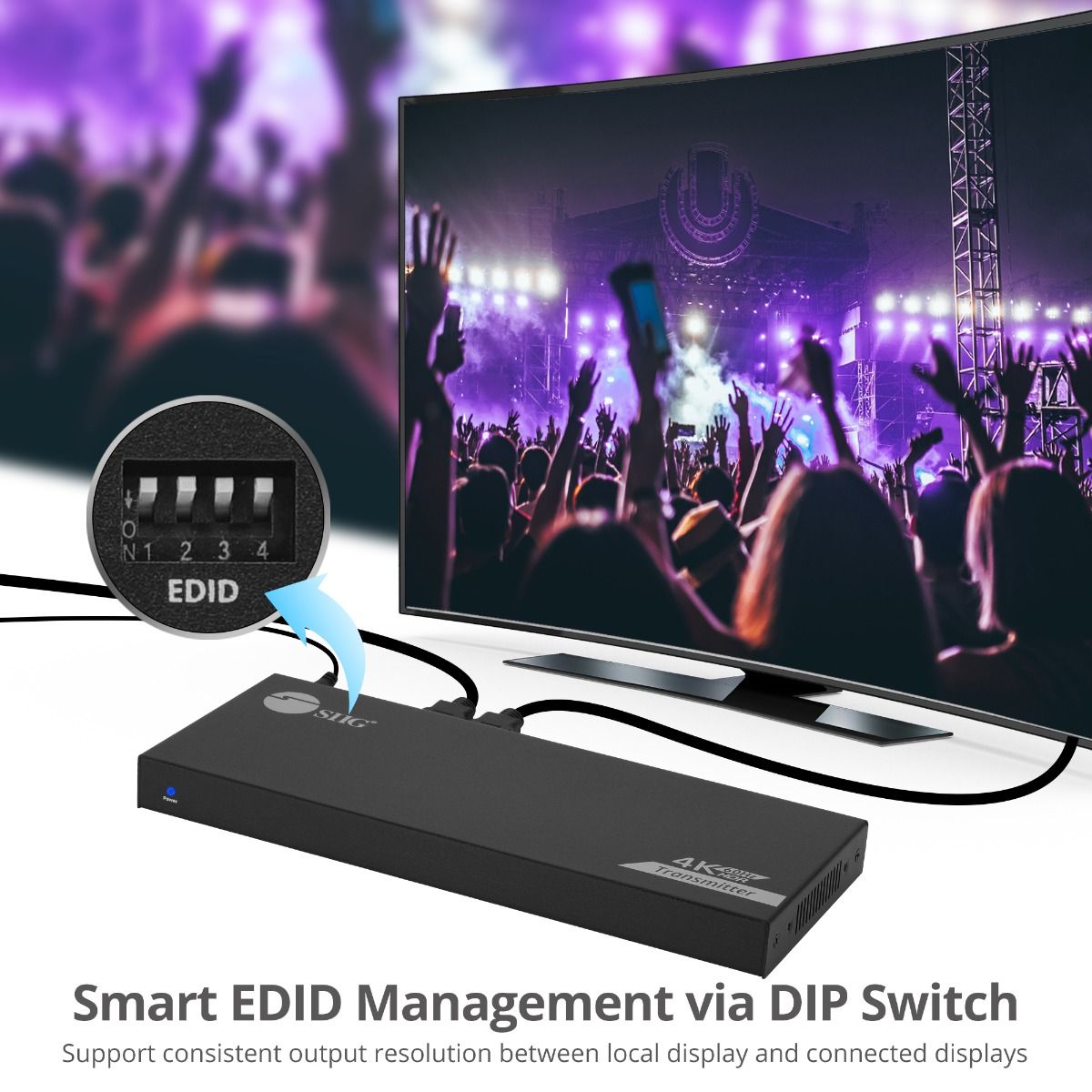 1x2 4K 60Hz HDMI Splitter Over Cat6 Extender with Loopout, IR, ARC & RS-232 - Up to 230ft (70m) - Near Zero Latency