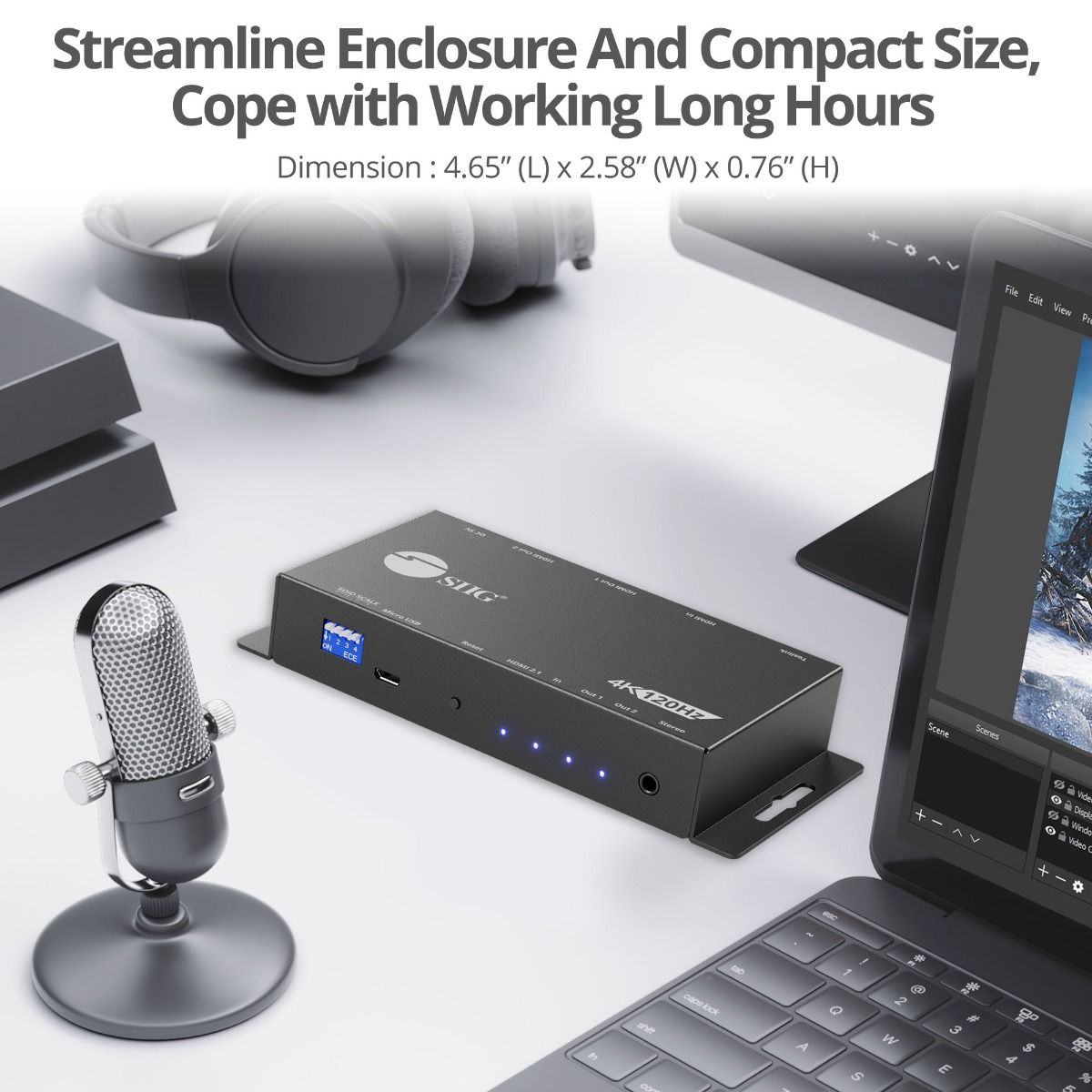 1x2 4K120Hz HDMI Splitter with EDID & Audio Extractor