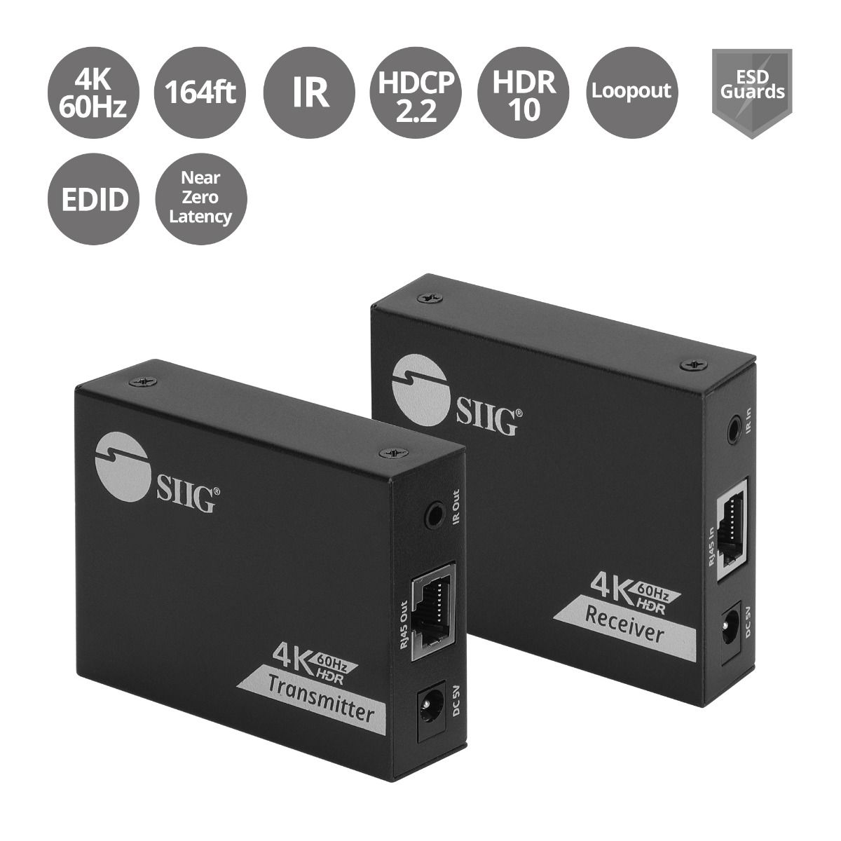 4K60Hz HDMI over Cat6 Extender with Loopout & IR - 50m