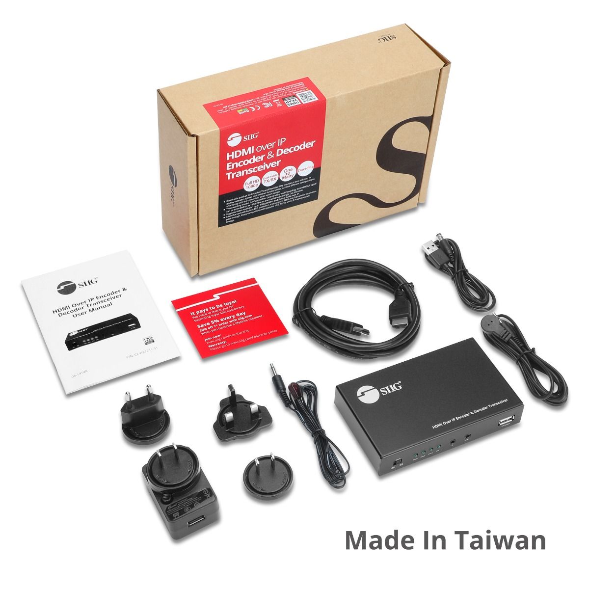 HDMI Over IP Encoder & Decoder Transceiver, TX/RX Mode Switching, Cascading, 1080p, One to One 600ft, One to Many, Many to Many via VLAN, 2x RJ45, TAA Compliant