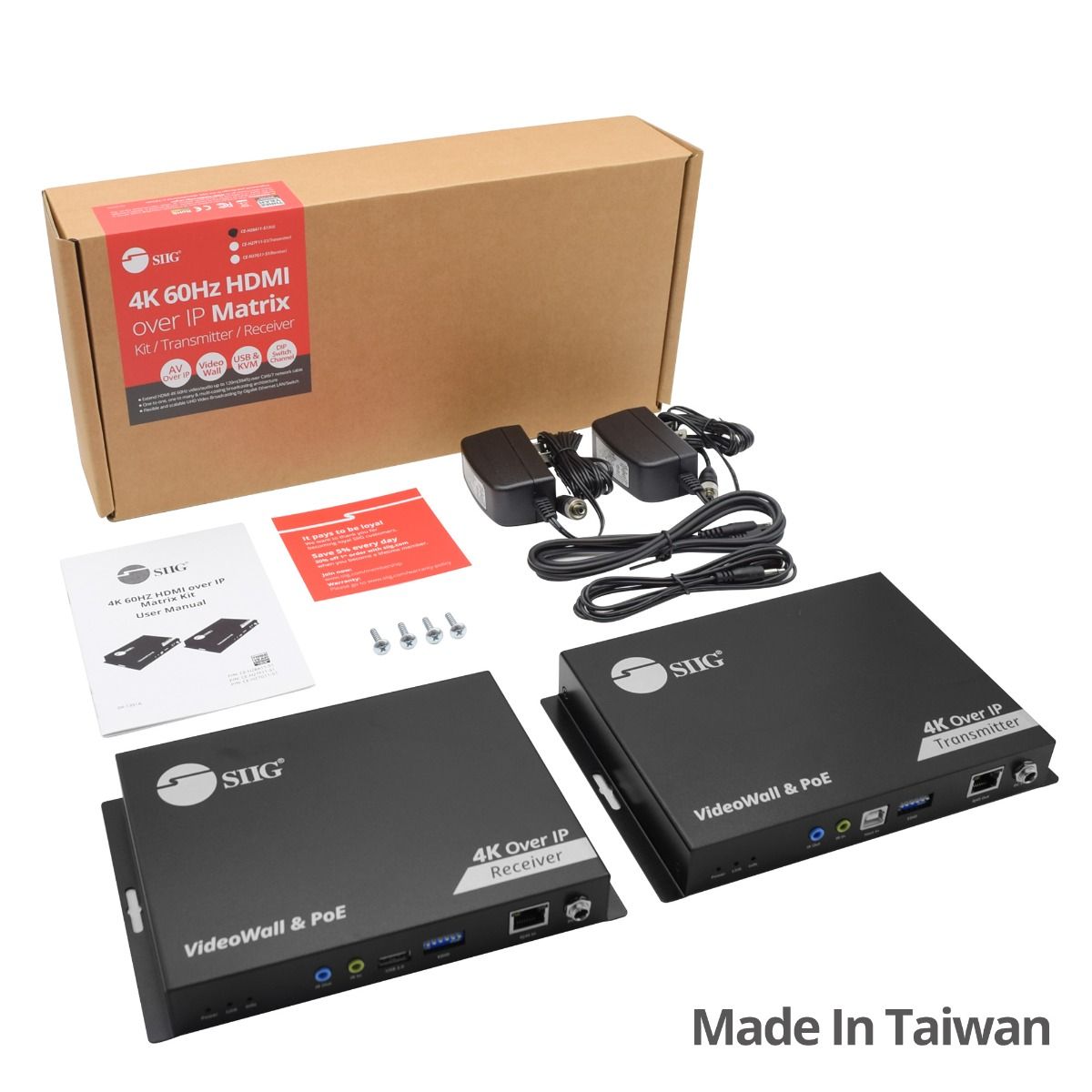HDMI 4K60Hz 18Gbps over IP Matrix Kit - One-to-One / N to M Multi-casting - For Video Wall, KVM, Stereo, PoE, IR and RS-232 control, ESD Protection, TAA Compliant