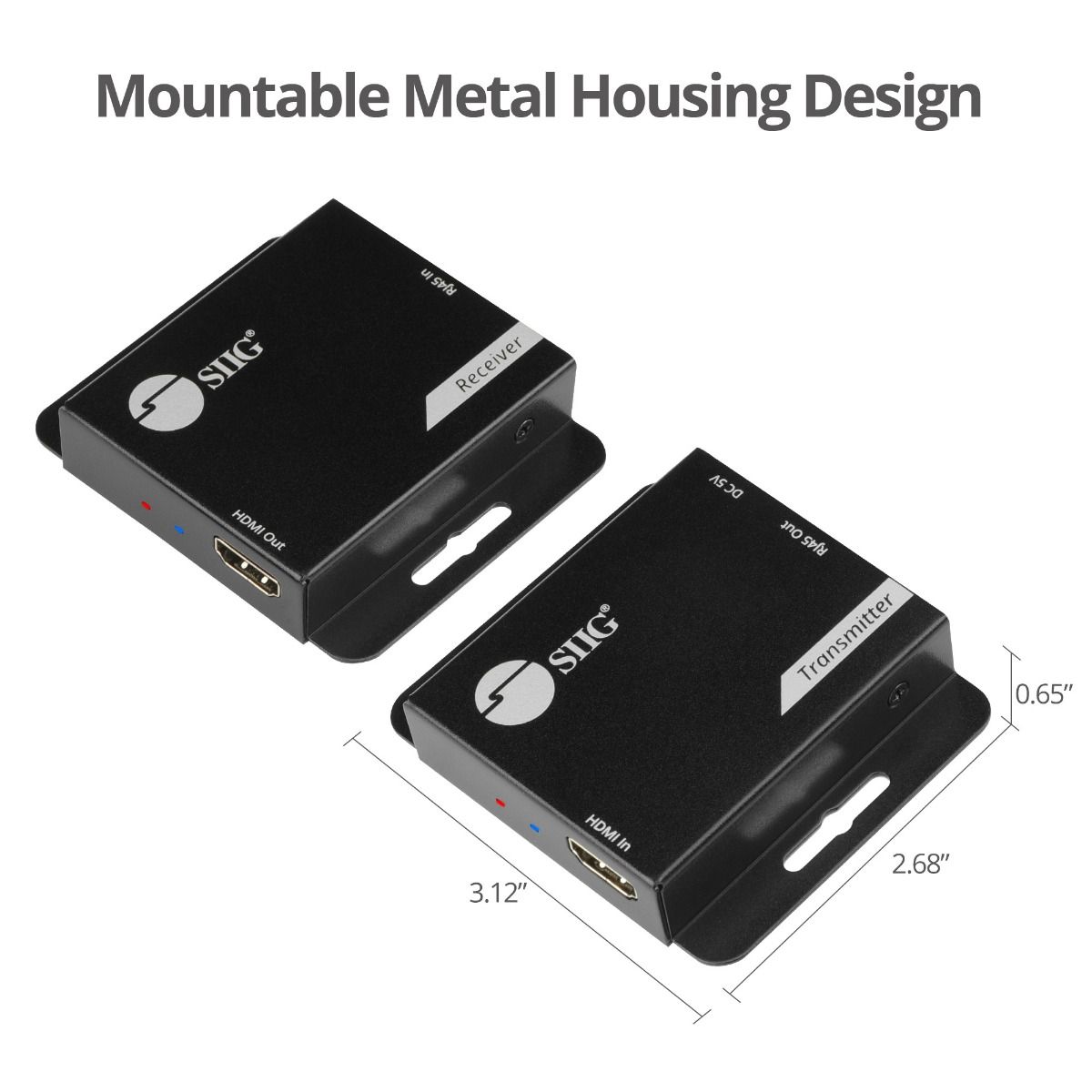 HDMI Over Cat6 Extender - 60m - 1080p - PoC - Metal Housing