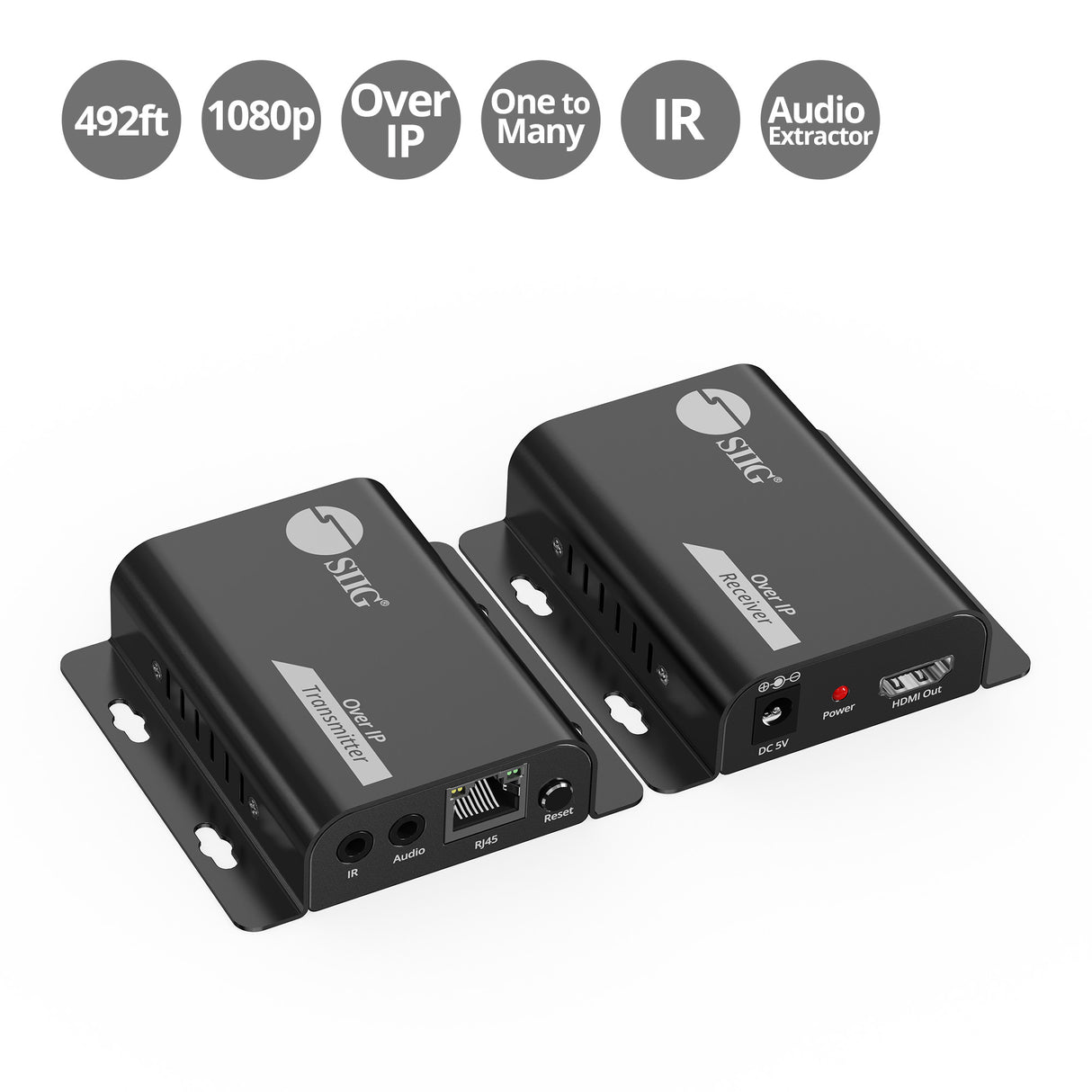 HDMI Over IP Extender with IR - 492ft (150m), 1080p @ 60Hz, IR Control, Audio Extraction, One-to-Many Support