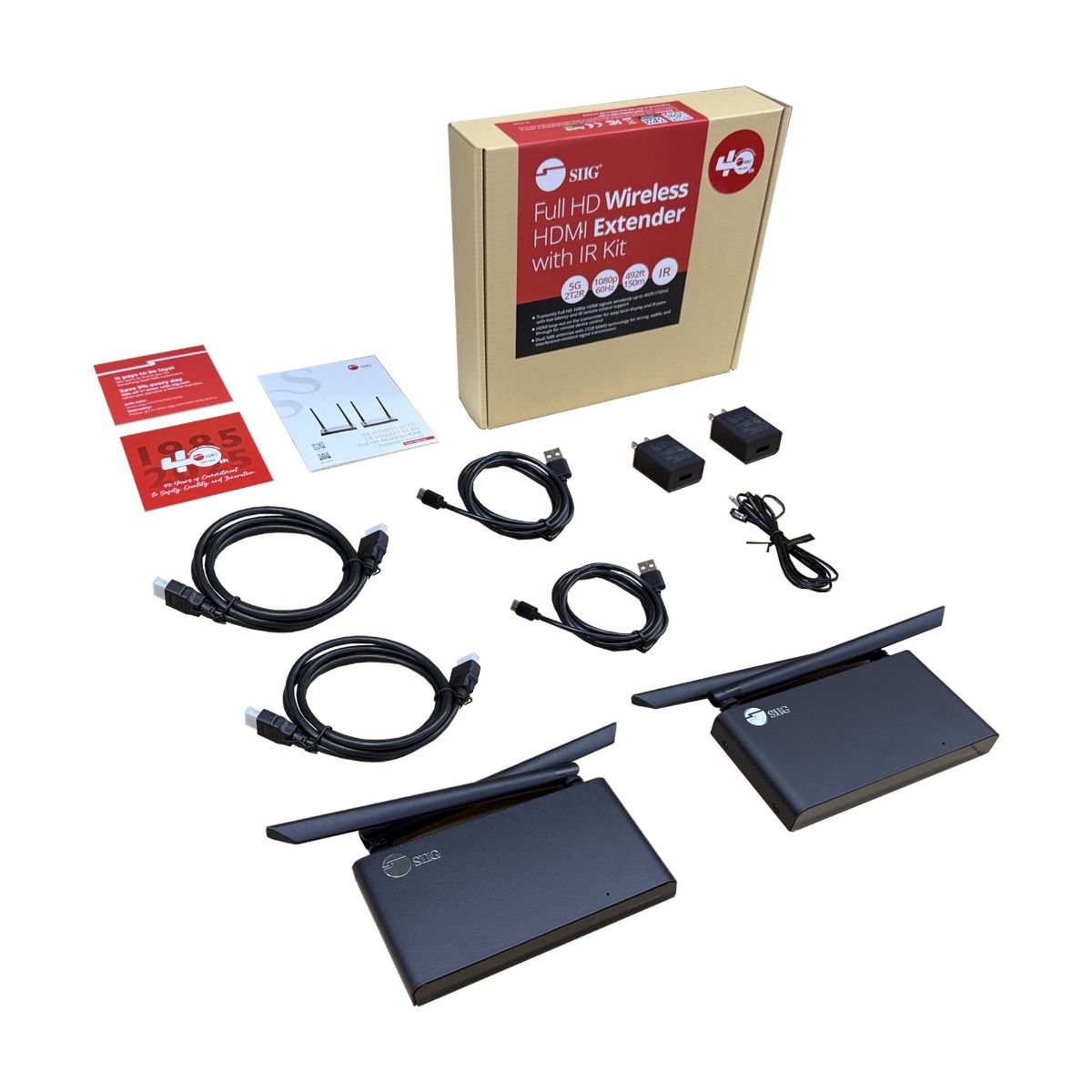 Full HD Wireless HDMI Extender Kit with IR and HDMI Loop-Out, 1080p, Up to 492ft, Up to 4 Receivers